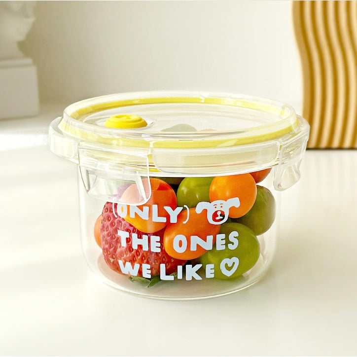 Blue Letter Round Glass Food Container – 500ML / 700ML / 1000ML