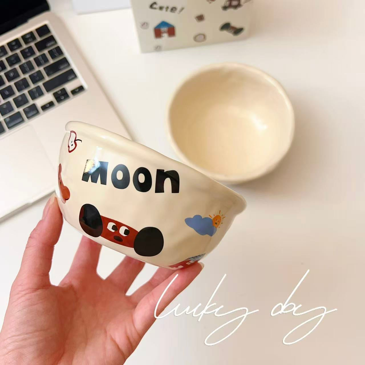 Moon Dog Series Ceramic Cereal Bowl - 350ML