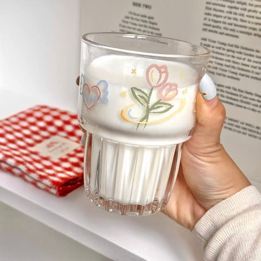 Spring Vibes Colorful Glass Cup - 320ML Capacity