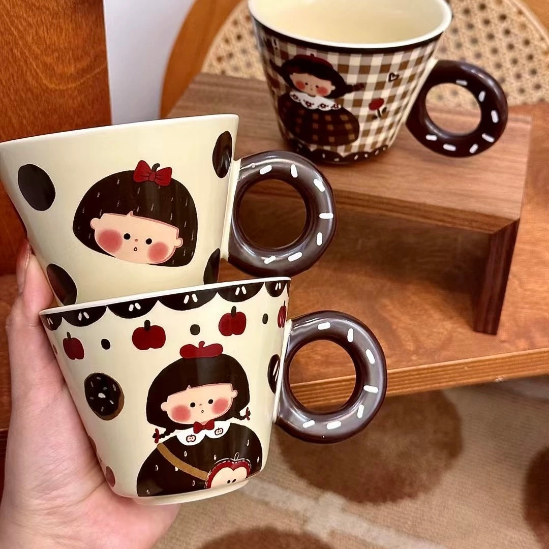 Donut Handle Girl Ceramic Mug – 290ML
