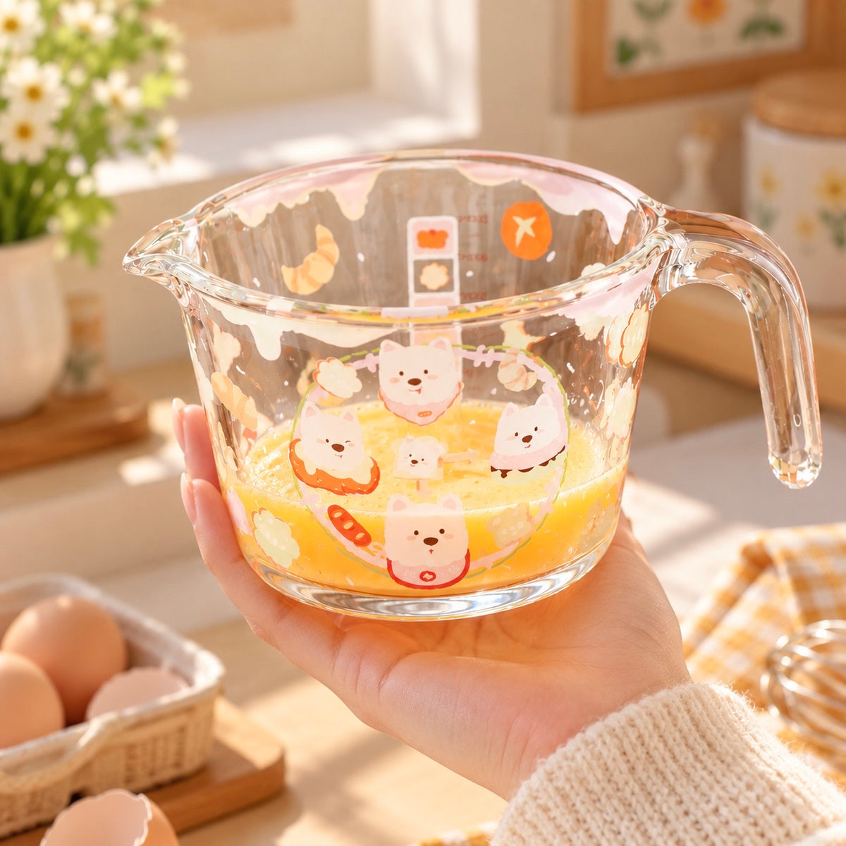 Cute Puppy Borosilicate Glass Measuring Cup – 650ML