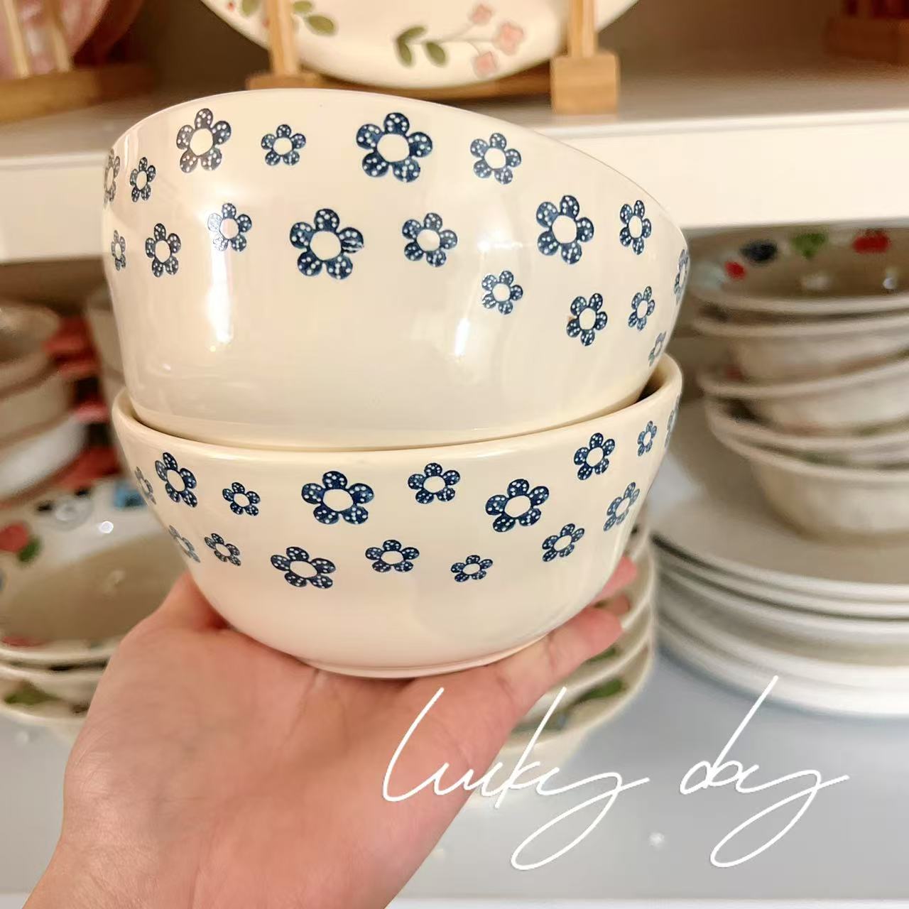 Blue Blossom Ceramic Cereal Bowl, 5-Inch