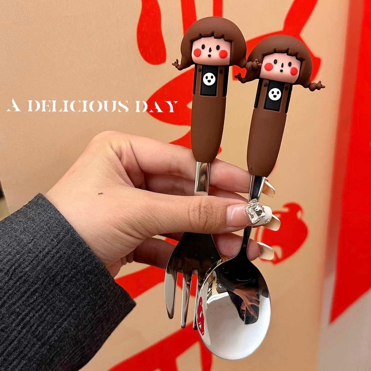 Cute Couple Stainless Steel Fork & Spoon Set