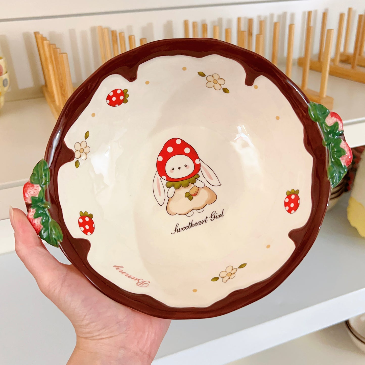 Chocolate Strawberry Bunny Ceramic Bowls - 550ML & 900ML