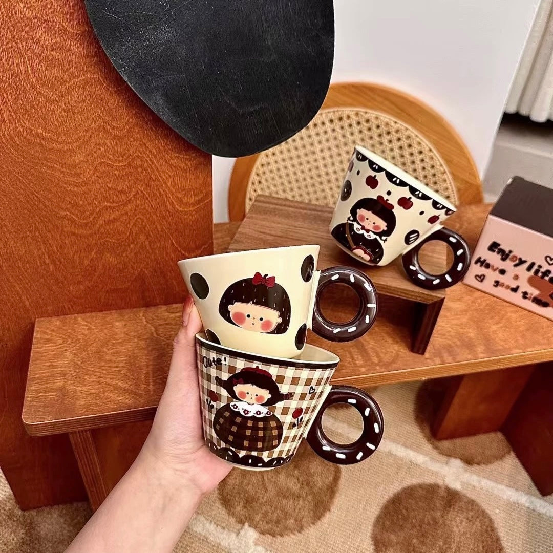 Donut Handle Girl Ceramic Mug – 290ML
