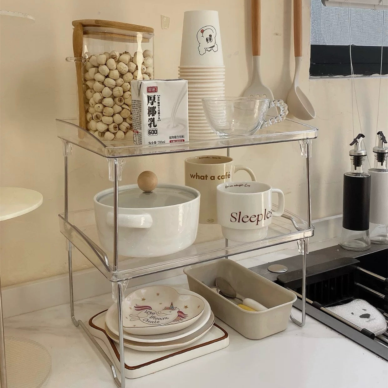 Minimalist Acrylic Cup Storage Rack – Foldable & Stackable Organizer