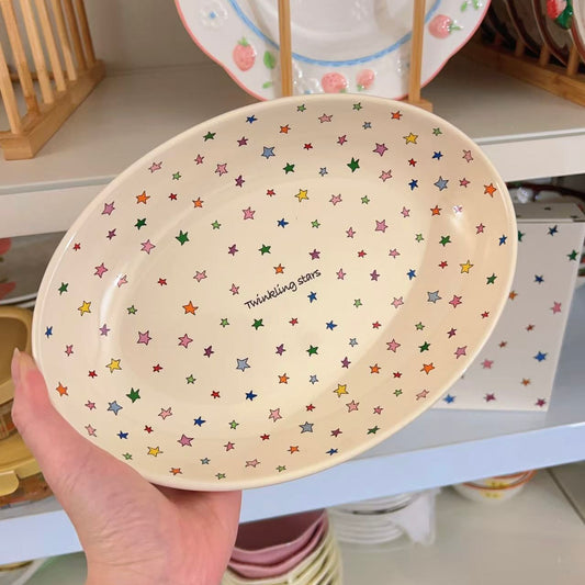 Twinkling Star Oval Ceramic Plate – Gift Ready Packaging