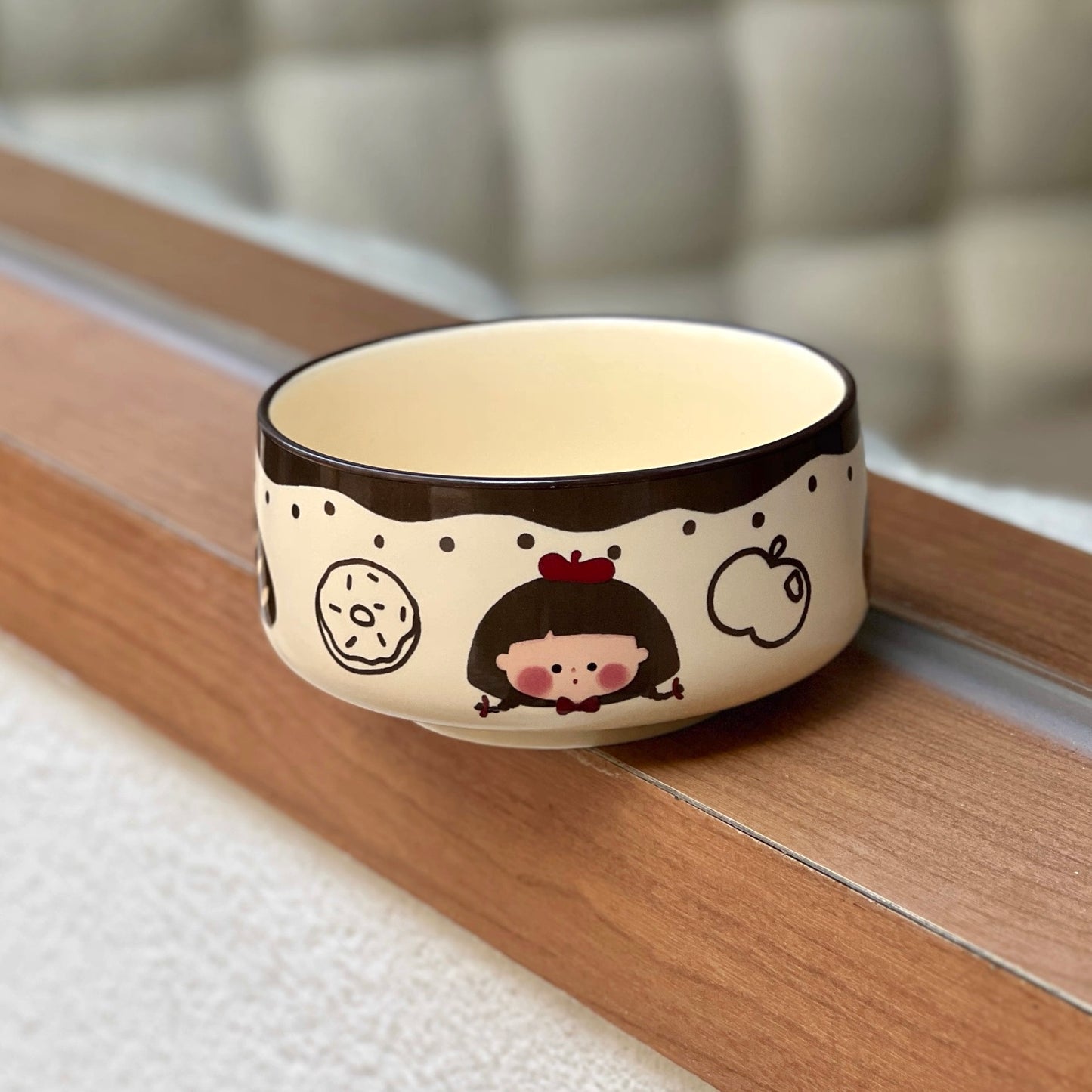Apple Girl Hand-Painted Ceramic Cereal Bowl – 350ML