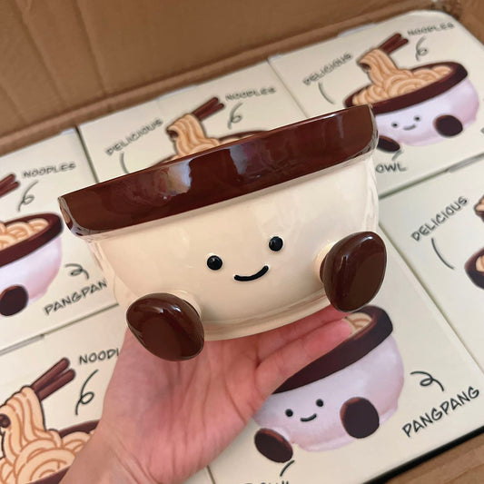Cute Footed Ceramic Ramen Bowl – 1000ML Capacity
