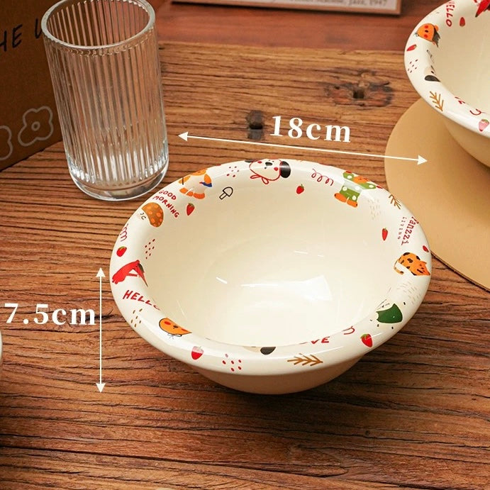 Colorful Fairytale Ceramic Bowls – Yogurt Bowl & Ramen Bowl Options | 700ml & 1000ml Capacity,