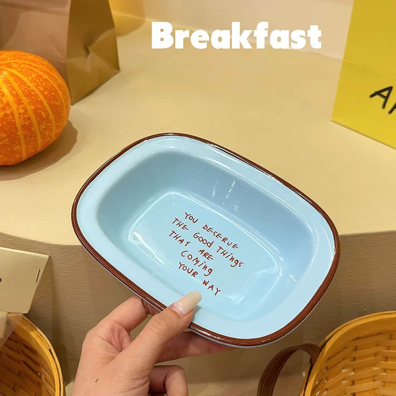 Pastel Colors Ceramic Breakfast Plate, 8-Inch