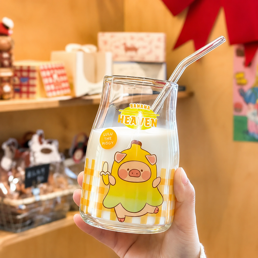 Lulu the Piggy Glass Pitcher with Straw – 500ML