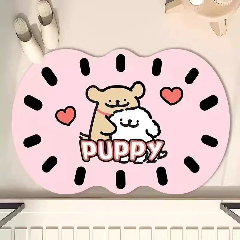 Pink Puppy Bathroom Absorbent Mat - Size 40x60cm