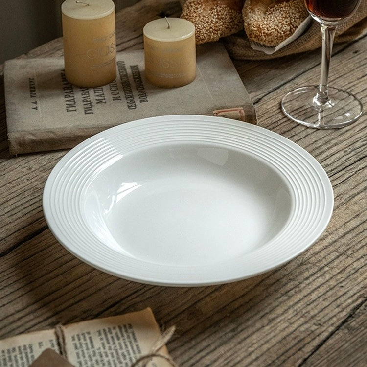 Elegant White Ceramic Pasta Plate – 8.5-Inch | Microwave & Dishwasher Safe