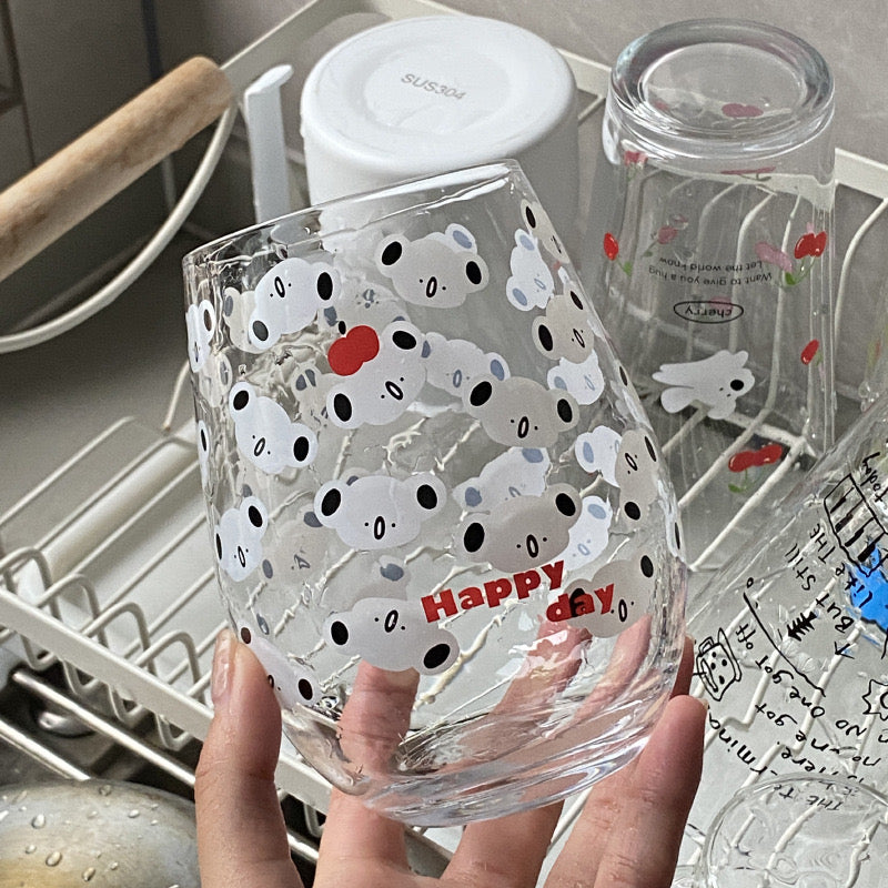 Cute Koala Large Glass Cup | Heat-Resistant, 540ML Capacity