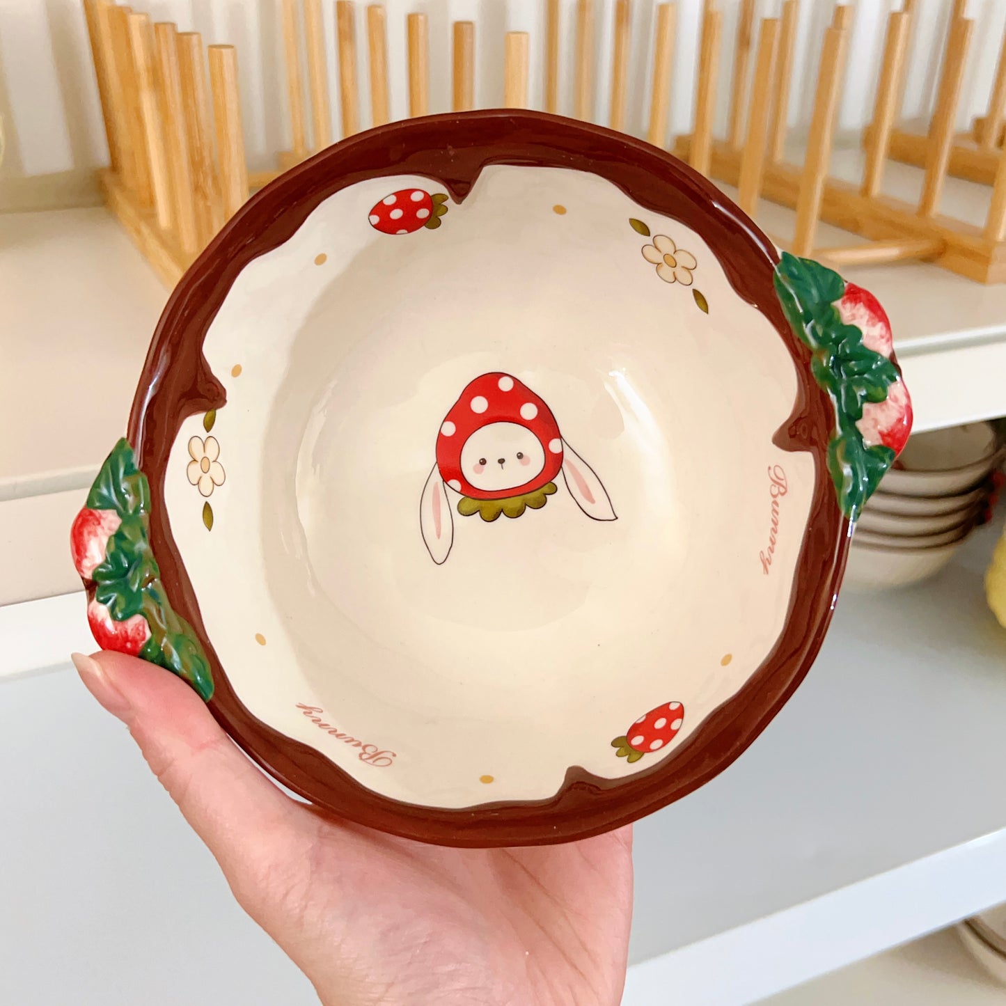 Chocolate Strawberry Bunny Ceramic Bowls - 550ML & 900ML