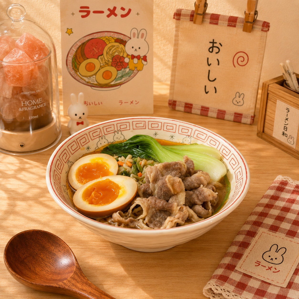 Japanese Ramen Illustration Ceramic Bowl, 800ML