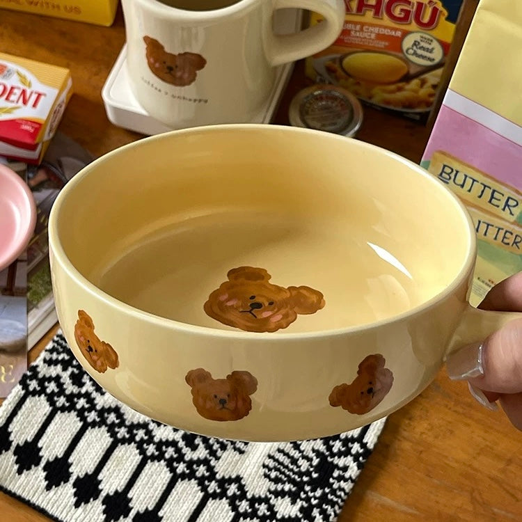 Creamy Emo Bear Handled Baking Dish - 600ML