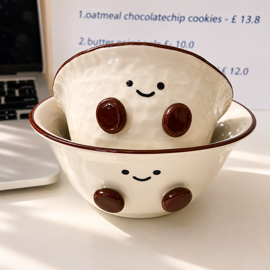 Hand-Painted Cocoa Bean Ceramic Bowls – 300ML & 600ML