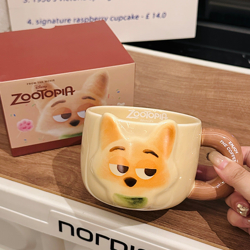Zootopia Ceramic Mug – Judy Hopps & Nick Wilde | Large Capacity Coffee Cup, Cute Gift for Fans & Couples