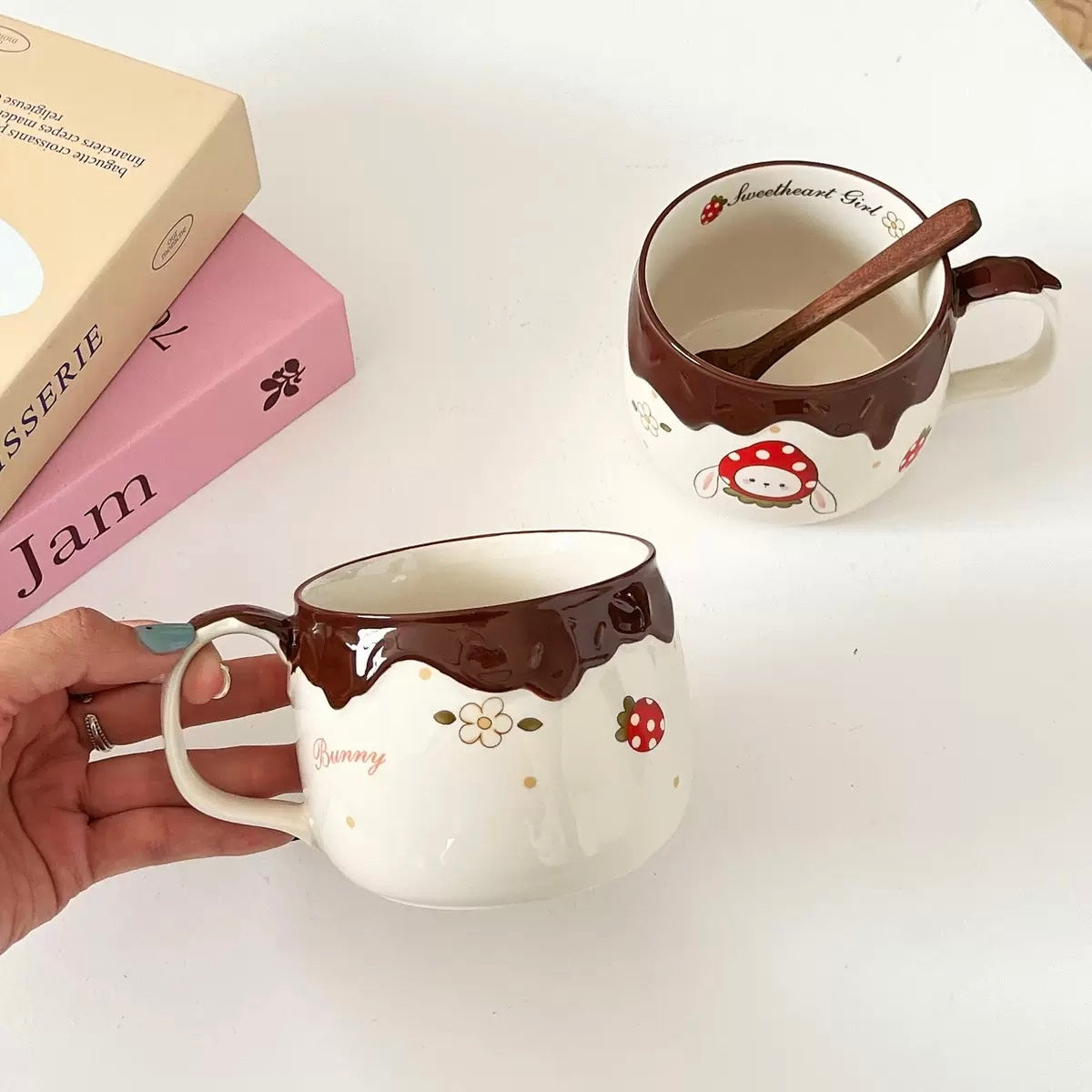 Chocolate Strawberry Bunny Ceramic Mug – 400ML