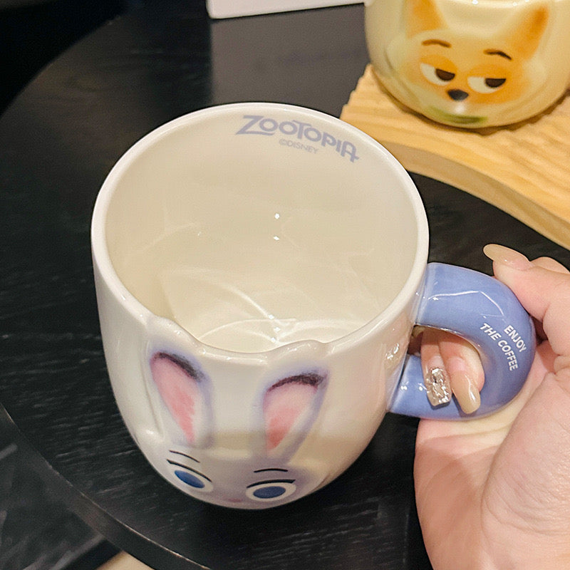 Zootopia Ceramic Mug – Judy Hopps & Nick Wilde | Large Capacity Coffee Cup, Cute Gift for Fans & Couples