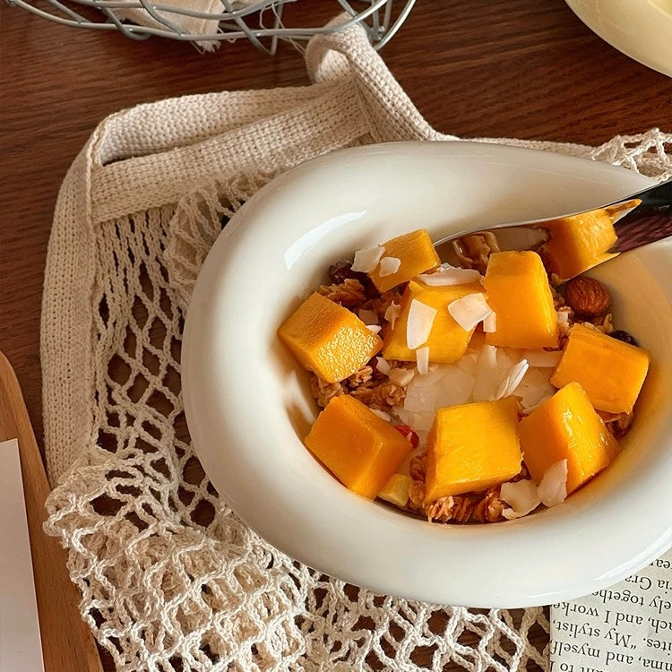 Creamy Irregular Ceramic Yogurt Bowl – 240ML