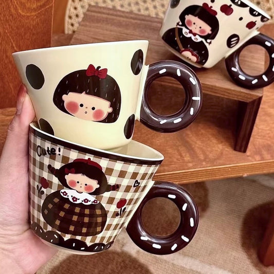 Donut Handle Girl Ceramic Mug – 290ML