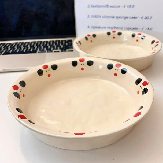 Apple Dog Ceramic Deep Plate, 8.5-Inch