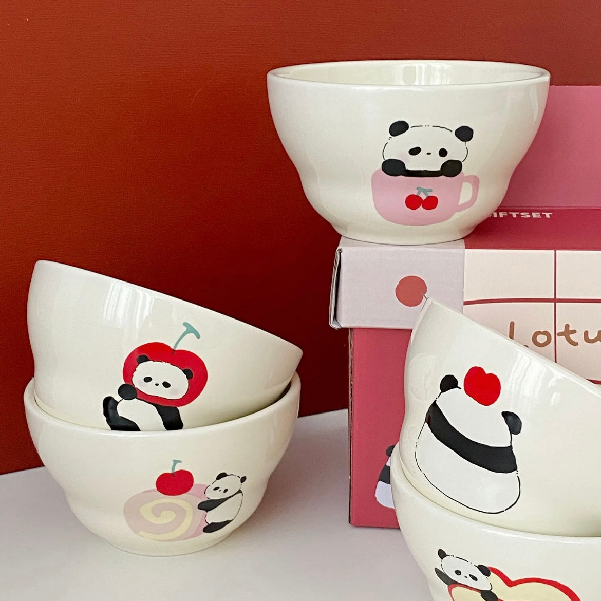 Lucky Panda Ceramic Bowl Gift Set - Set of 5