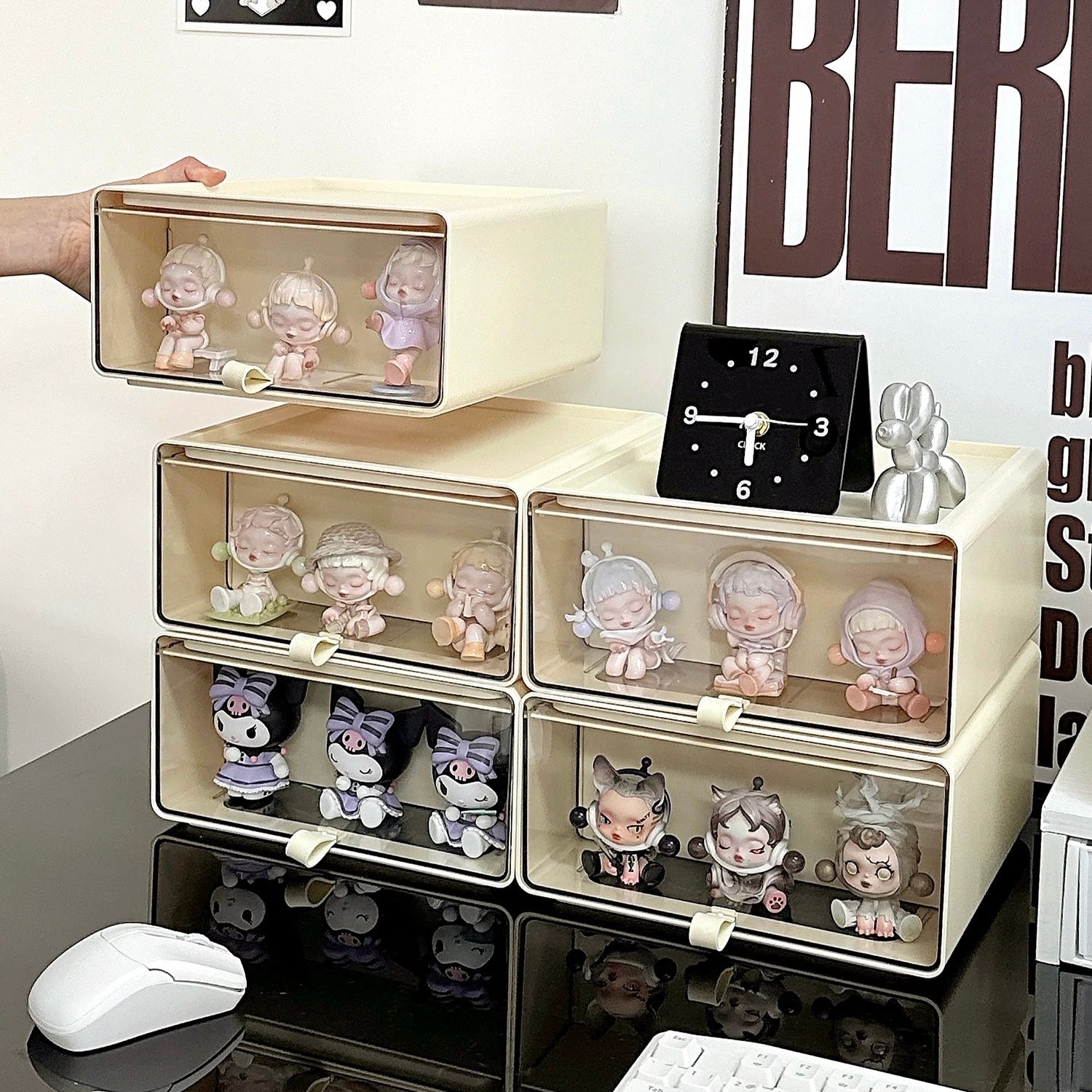 Cute Blind Box Display Drawer – Stackable Organizer for Pop Mart & Collectible Figurines