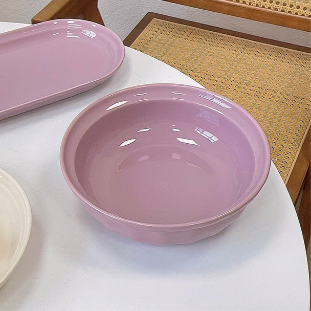 Creamy Purple and White Ceramic Bowl - 260ML & 600ML