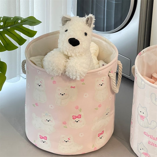 Cat & Puppy Linen Storage Basket - Foldable & Water-Resistant