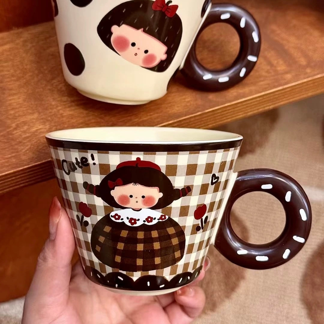 Donut Handle Girl Ceramic Mug – 290ML