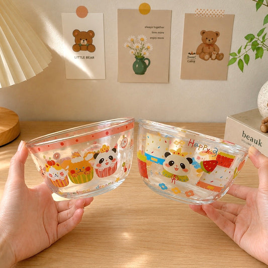 Cat & Panda Kawaii Glass Salad Bowl – 650ML