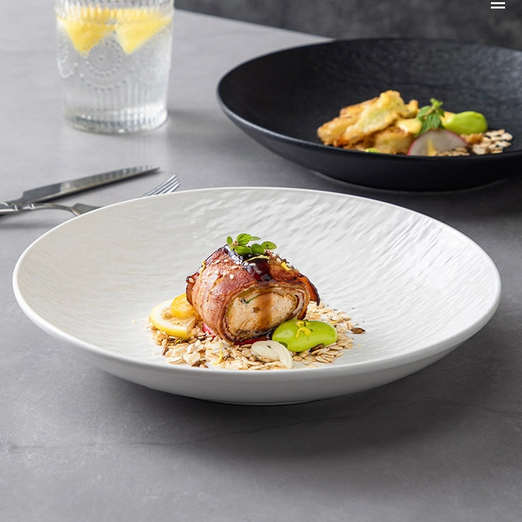 Sand Rock Texture Ceramic Plate | Minimalist Design, 10-Inch