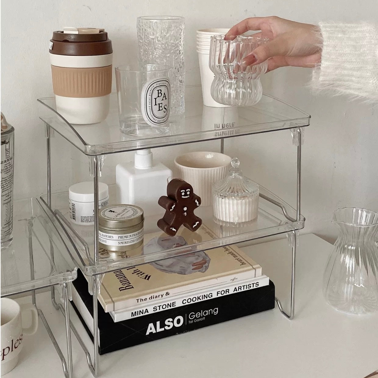 Minimalist Acrylic Cup Storage Rack – Foldable & Stackable Organizer