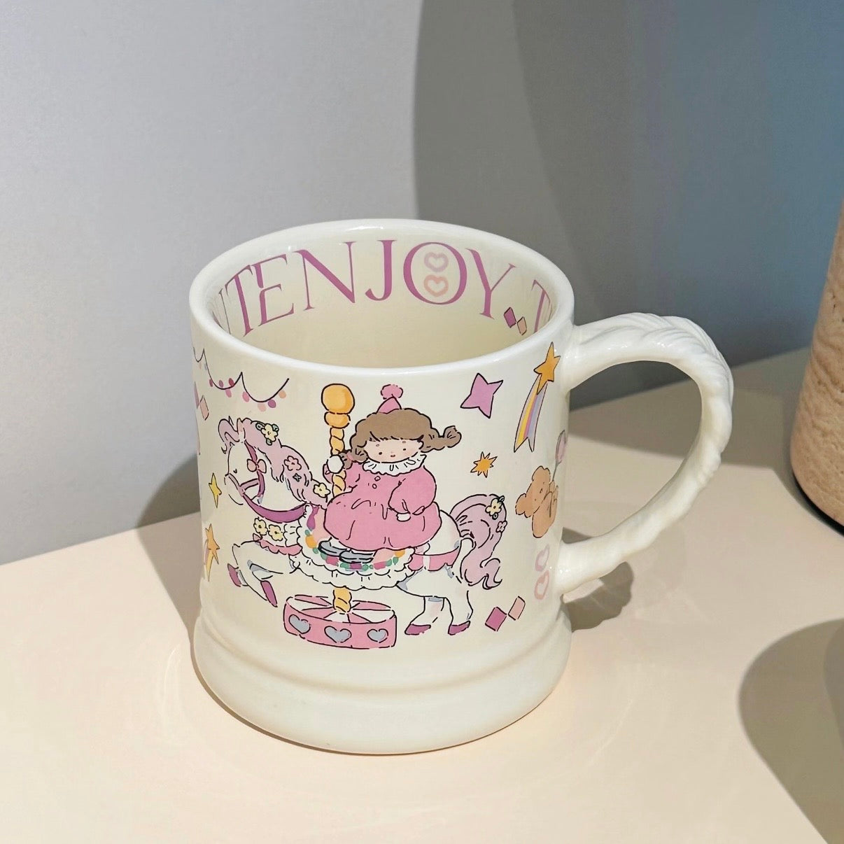 Whimsical Cartoon Floral Ceramic Mug - 4 Designs, 340ML