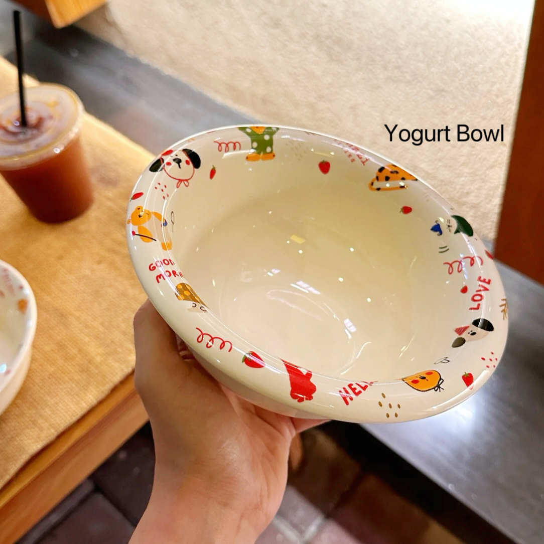 Colorful Fairytale Ceramic Bowls – Yogurt Bowl & Ramen Bowl Options | 700ml & 1000ml Capacity,