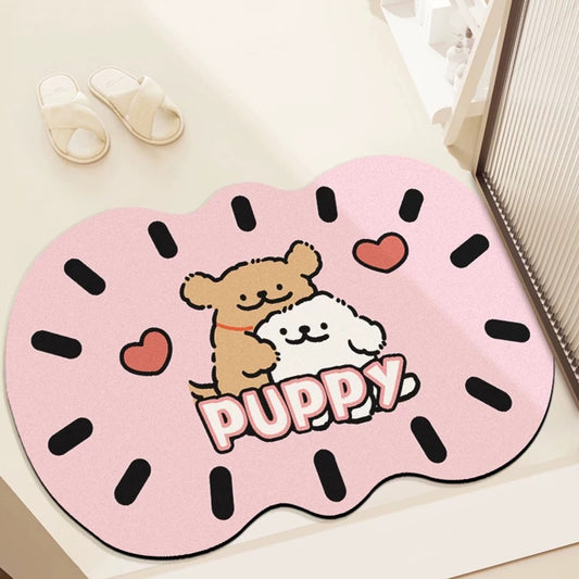 Pink Puppy Bathroom Absorbent Mat - Size 40x60cm / 50x80cm