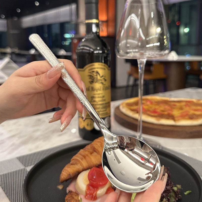 Textured Stainless Steel Large Dining Spoon