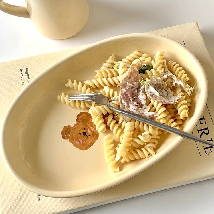 Emo Bear Oval Ceramic Plate, 10-Inch