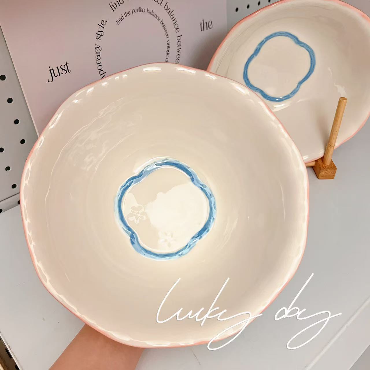 Pink Strawberry Ceramic Large Soup Bowl – 1100ML Capacity