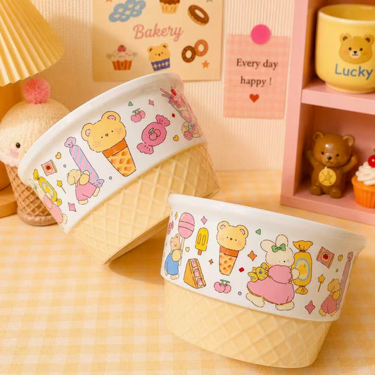 Ice Cream Party Ceramic Cereal Bowl - Artist Collaboration, 560ML