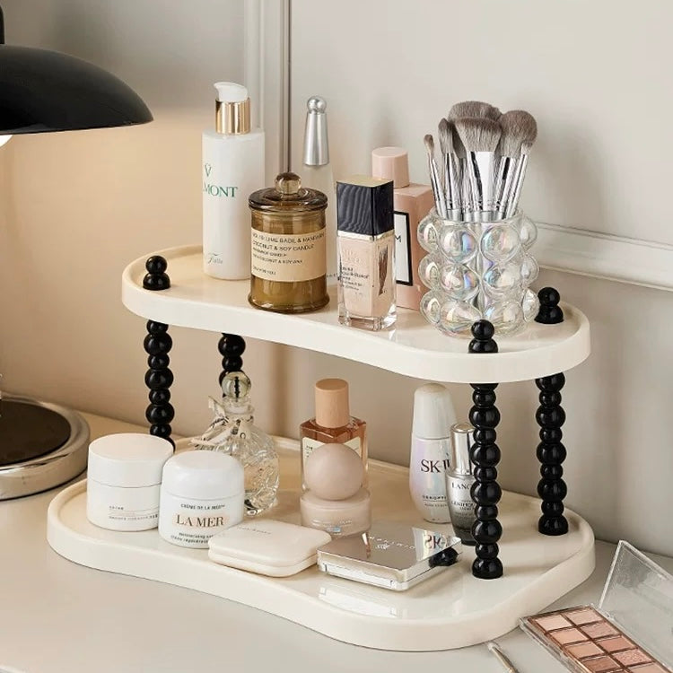 Creamy Style Desktop Storage Rack - Multi-Layer | Ideal for Organizing Cups and Cosmetics