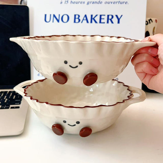 Cocoa Bean Ceramic Ramen Bowl with Handles – 780ML