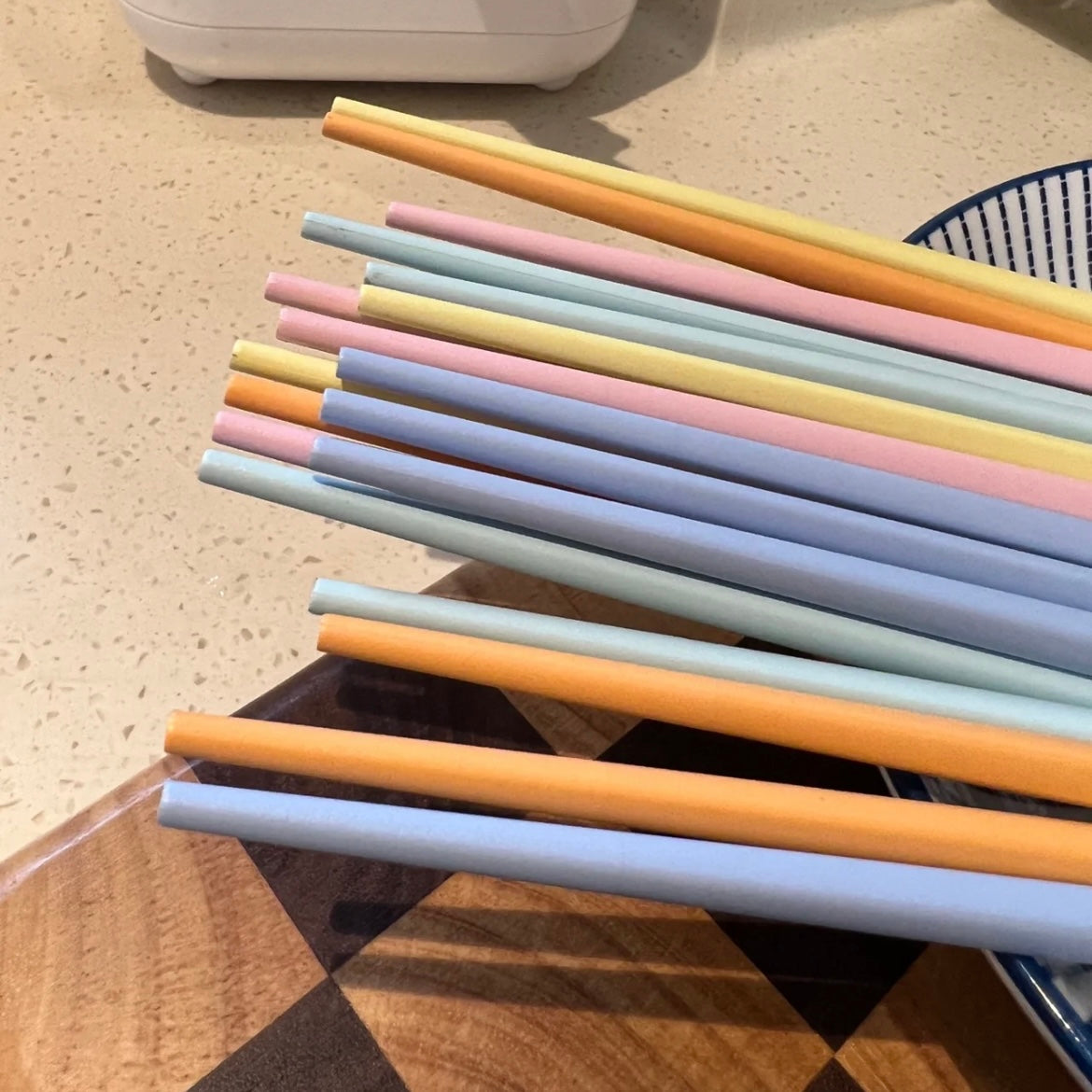 Macaron-Colored Alloy Chopsticks Set – Set of 2 or 5 | Anti-Fade & Anti-Bacterial