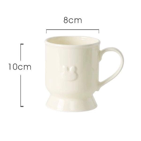Embossed Bunny Ceramic Dinnerware Set | Pastel Pink & Cream White Tableware