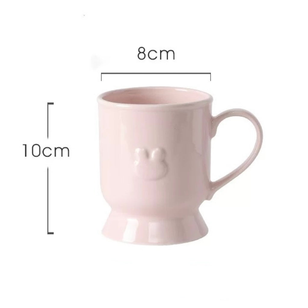 Embossed Bunny Ceramic Dinnerware Set | Pastel Pink & Cream White Tableware