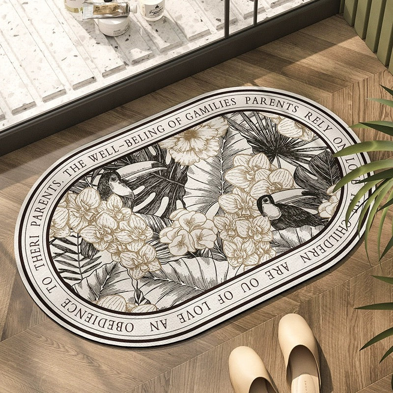 Minimalist Floral Bathroom Absorbent Mat - Size 40x60cm / 50x80cm